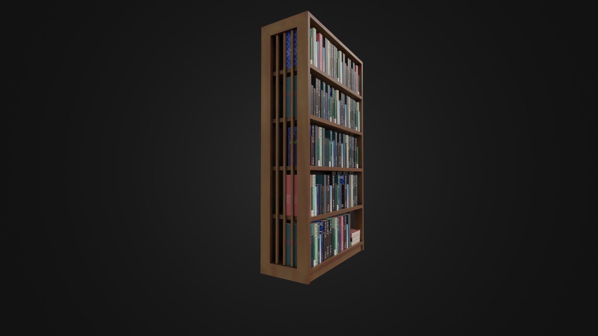 Bookshelf with Japanese Books 01 Low-poly 3D model_8