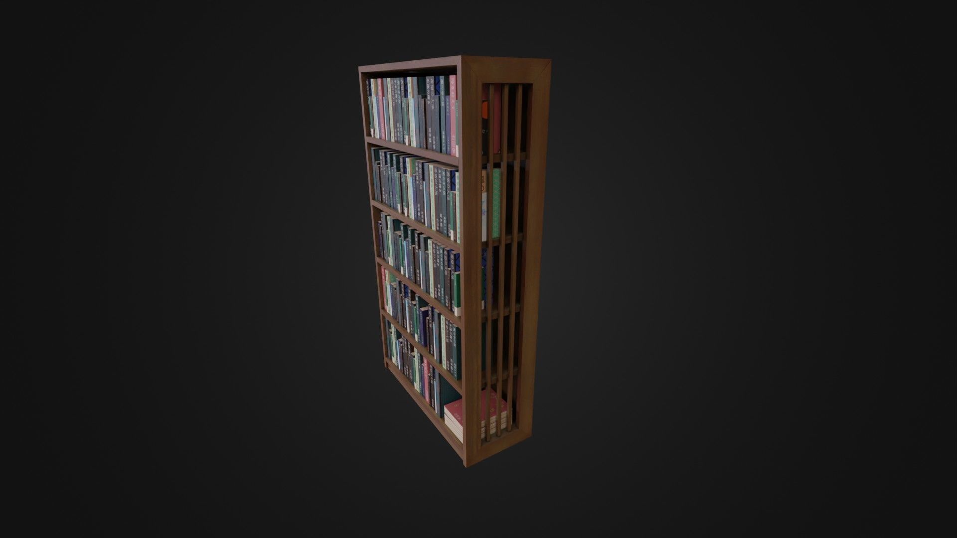 Bookshelf with Japanese Books 01 Low-poly 3D model_38