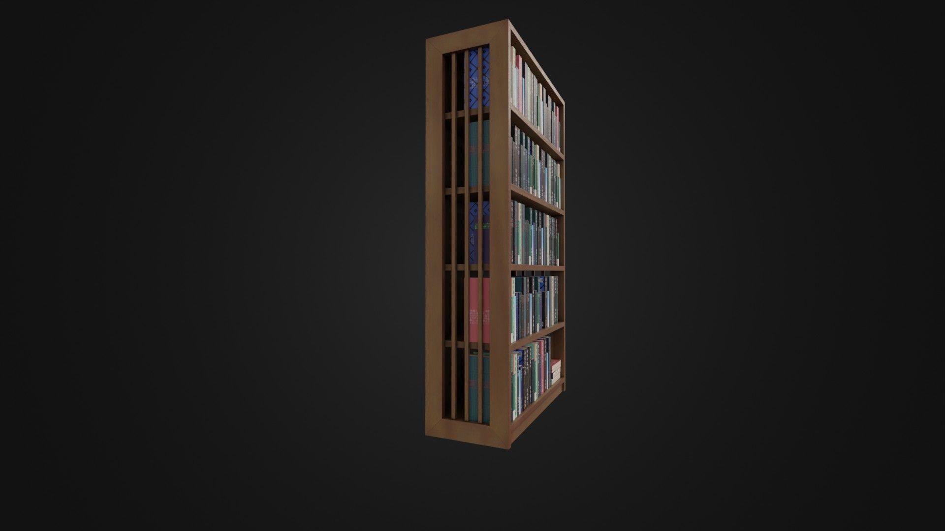 Bookshelf with Japanese Books 01 Low-poly 3D model_9