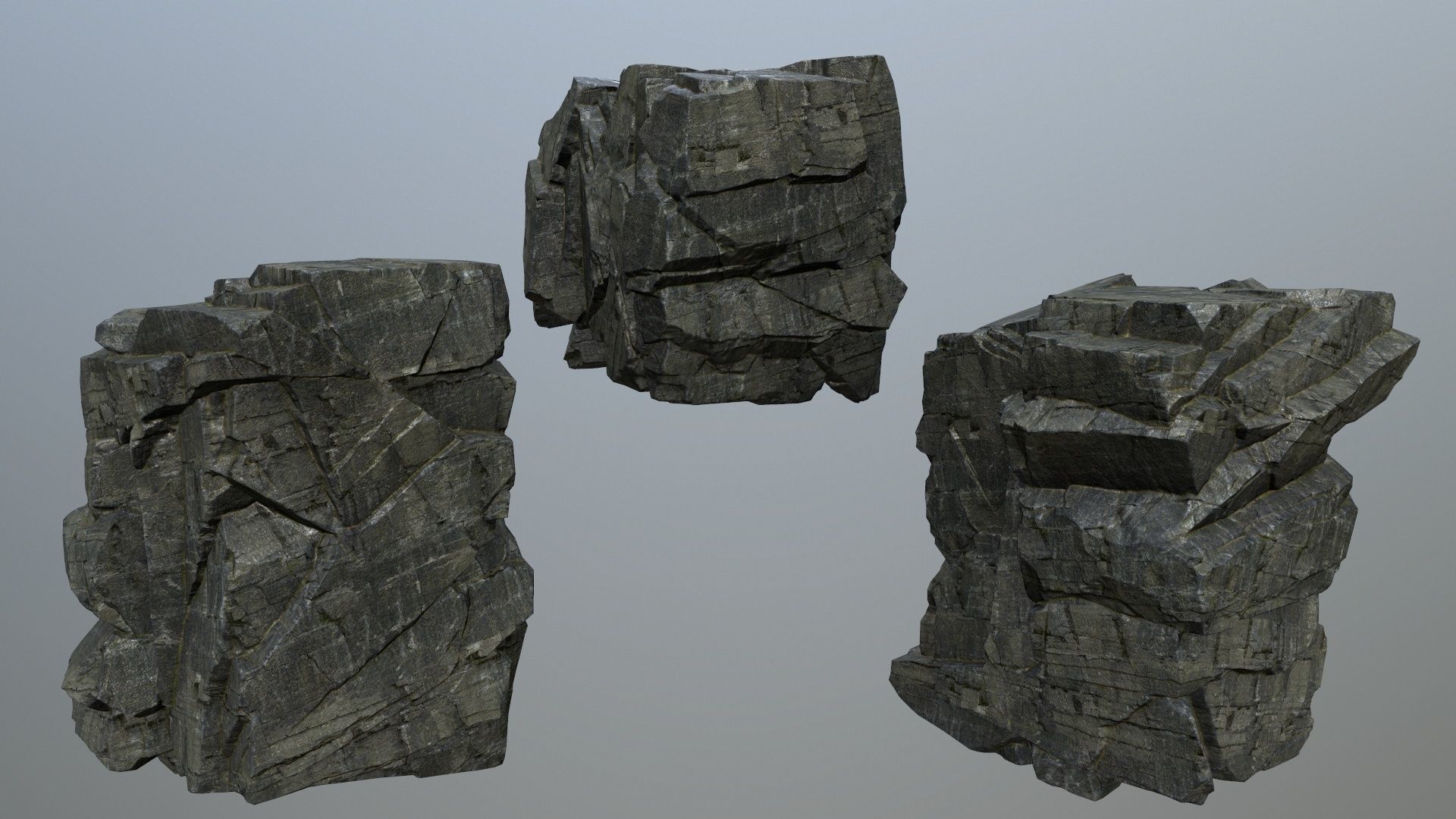 cliff rocks Low-poly 3D model_17