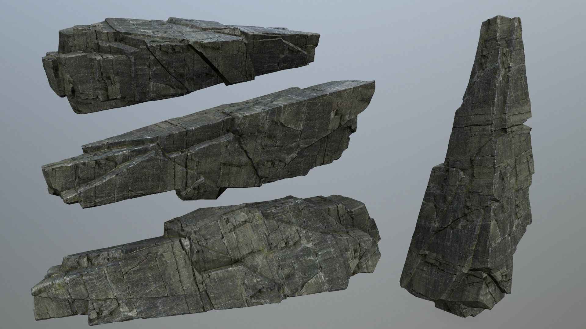 cliff rocks Low-poly 3D model_16