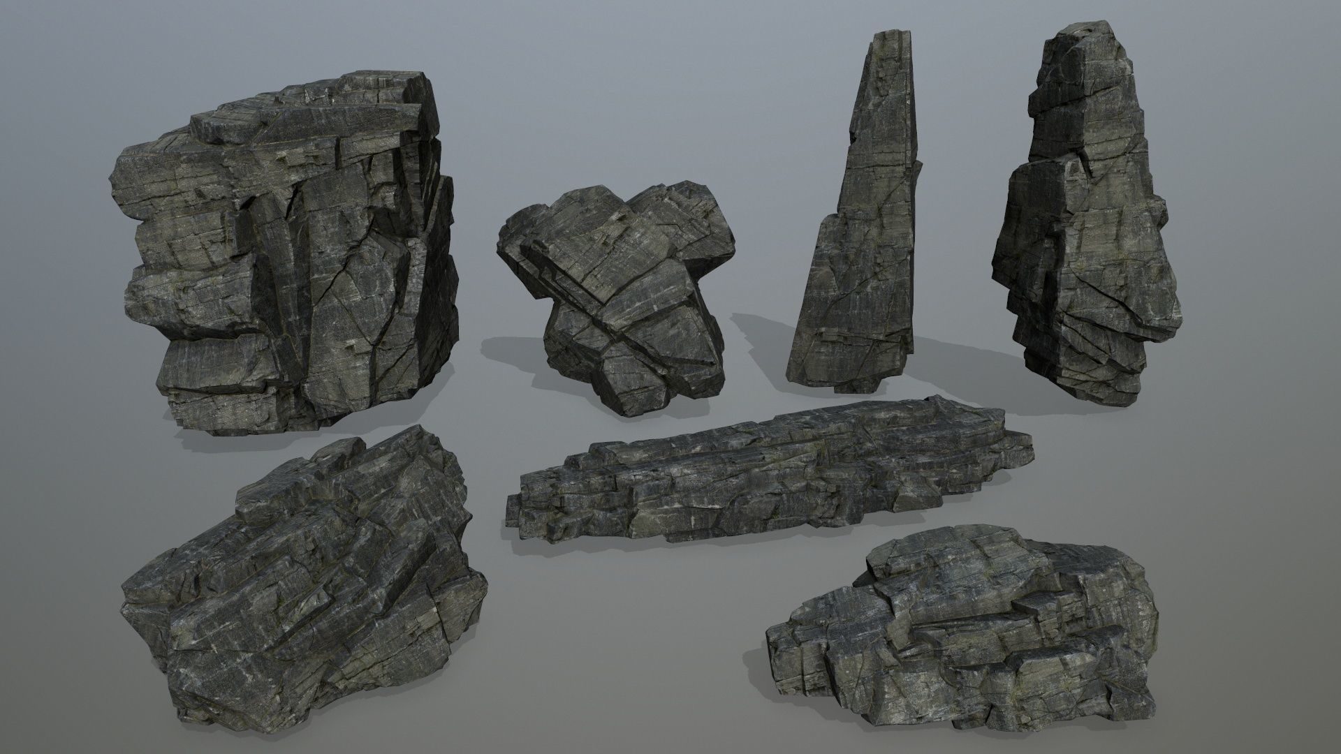 cliff rocks Low-poly 3D model_1