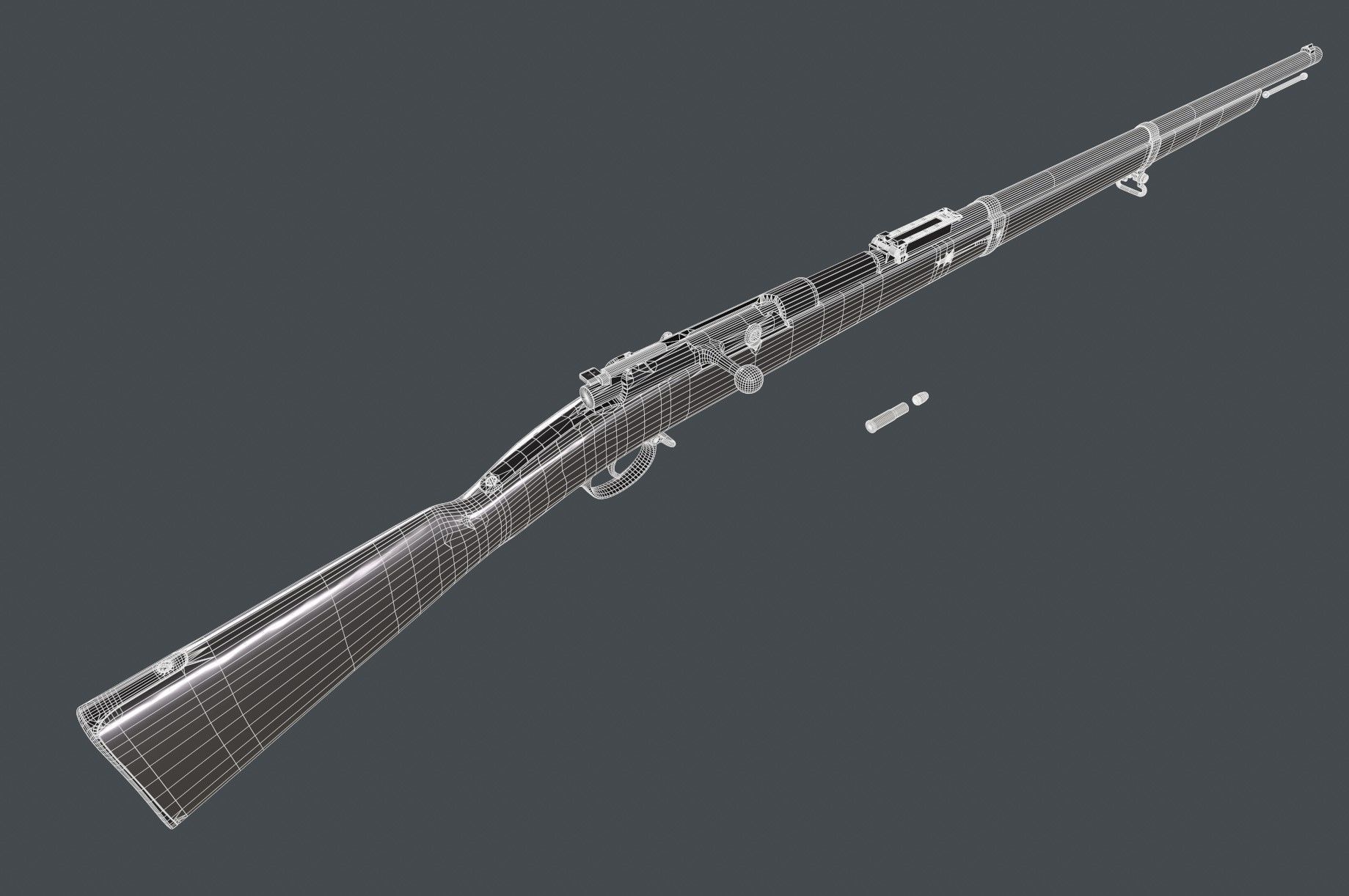 Rifle German Mauser Gewehr 71 Low-poly 3D model_10