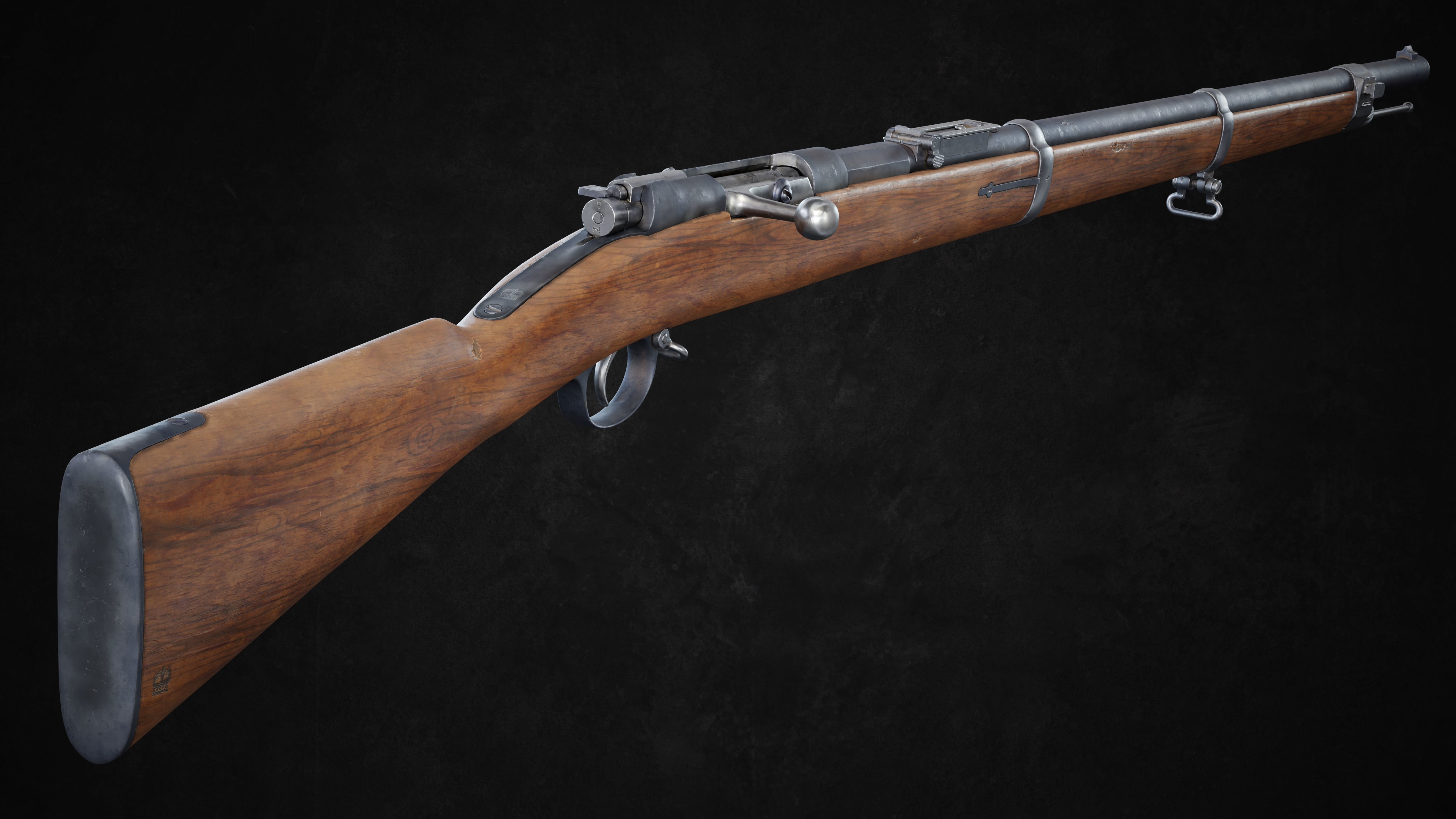 Rifle German Mauser Gewehr 71 Low-poly 3D model_1