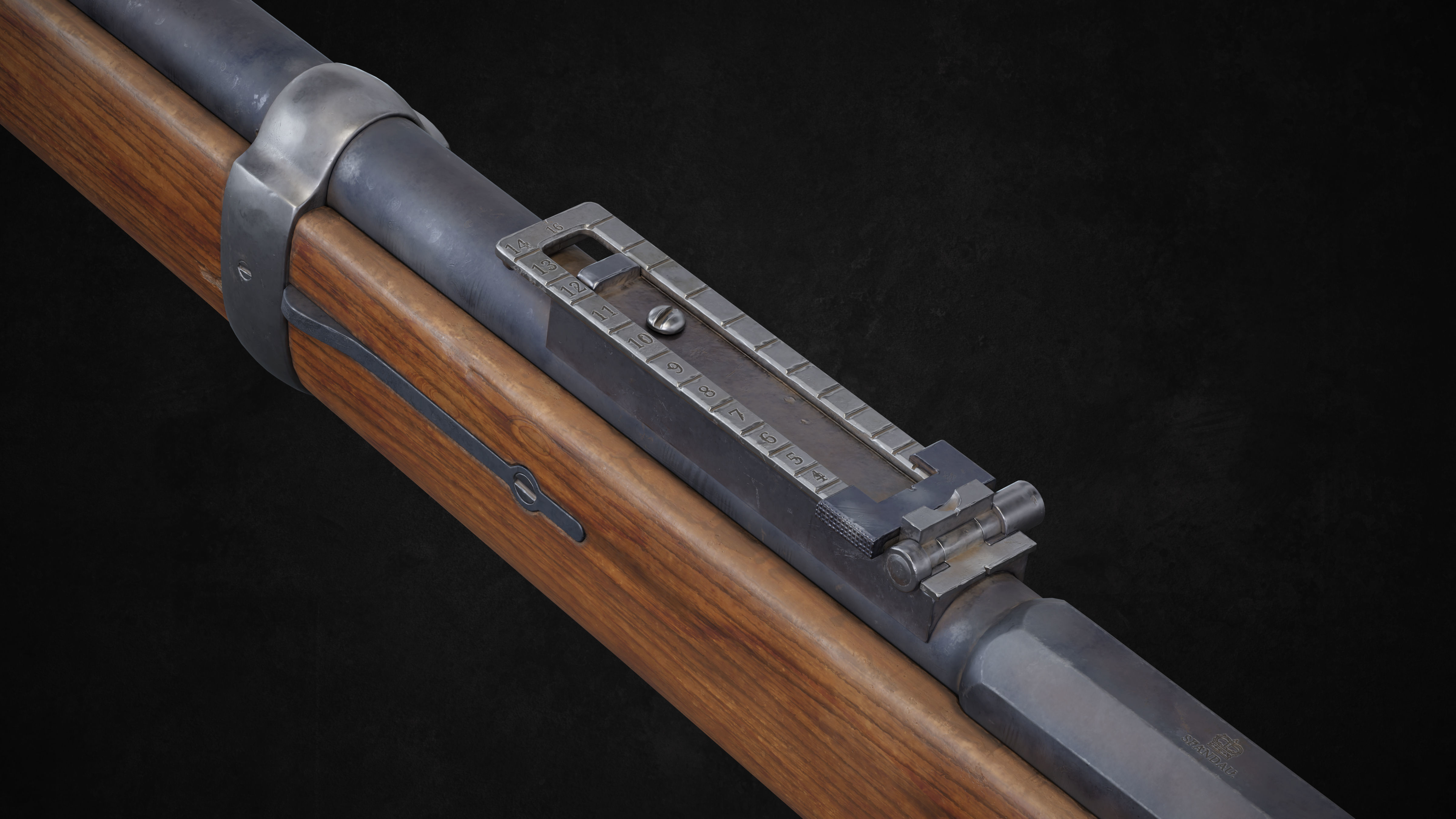 Rifle German Mauser Gewehr 71 Low-poly 3D model_2