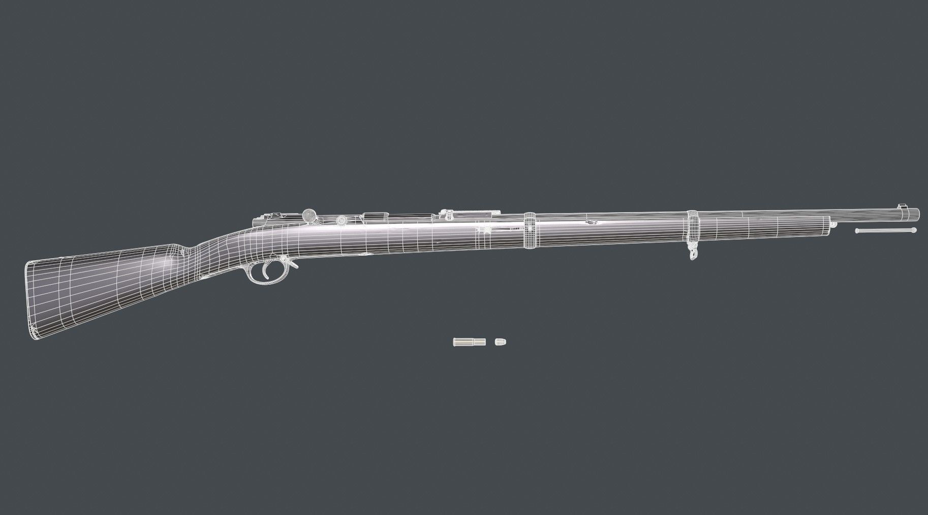 Rifle German Mauser Gewehr 71 Low-poly 3D model_9