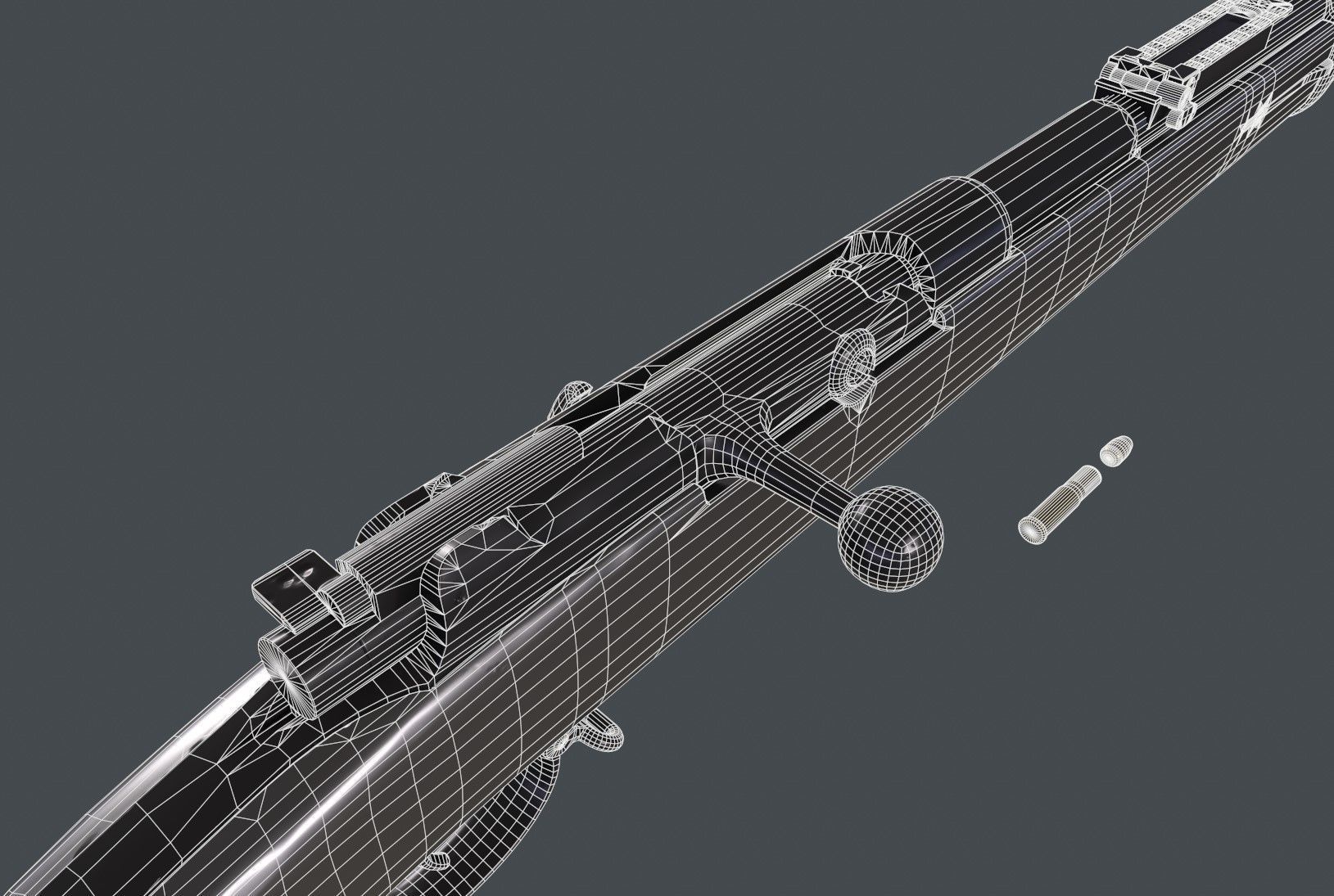 Rifle German Mauser Gewehr 71 Low-poly 3D model_11