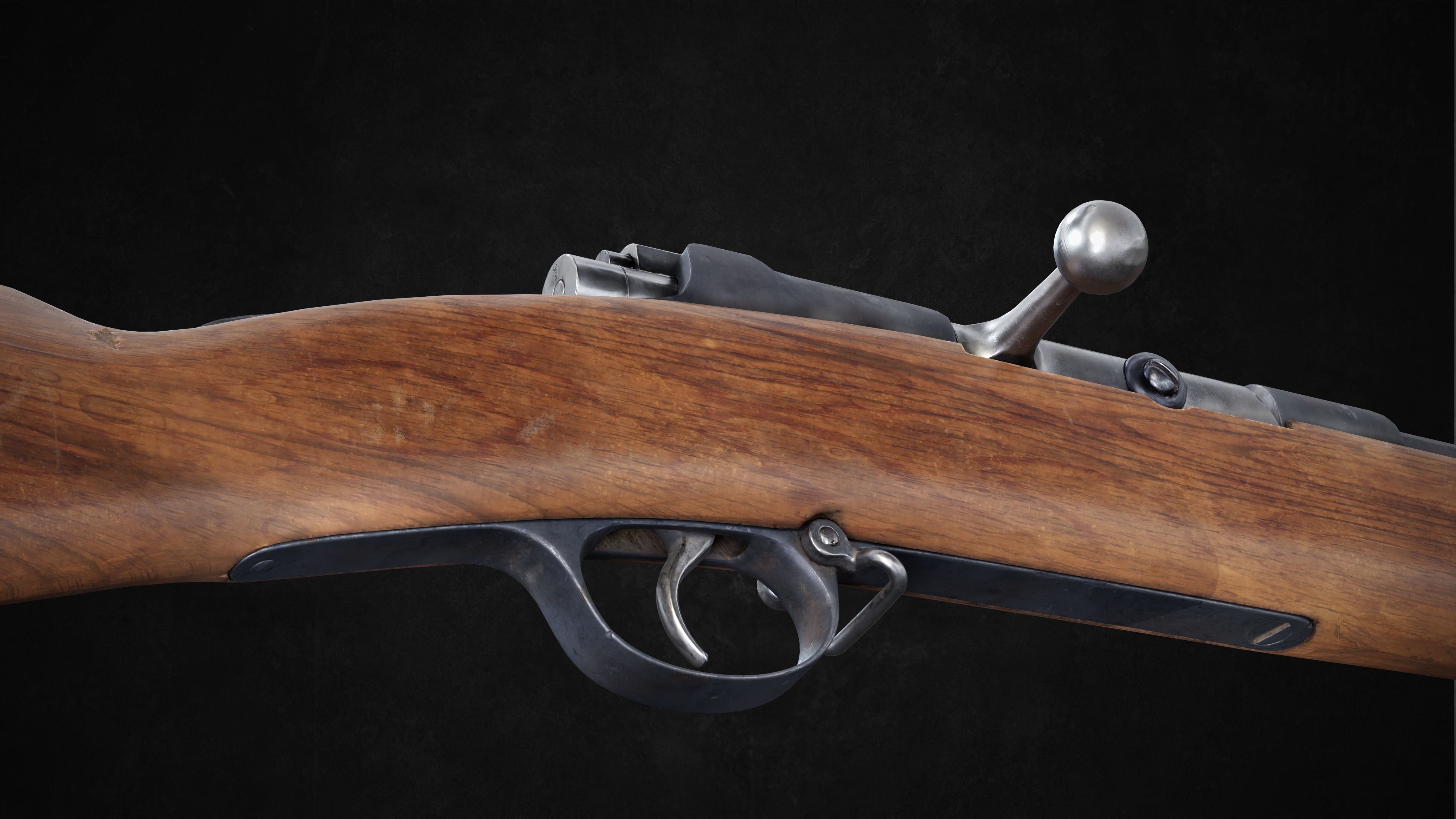 Rifle German Mauser Gewehr 71 Low-poly 3D model_4