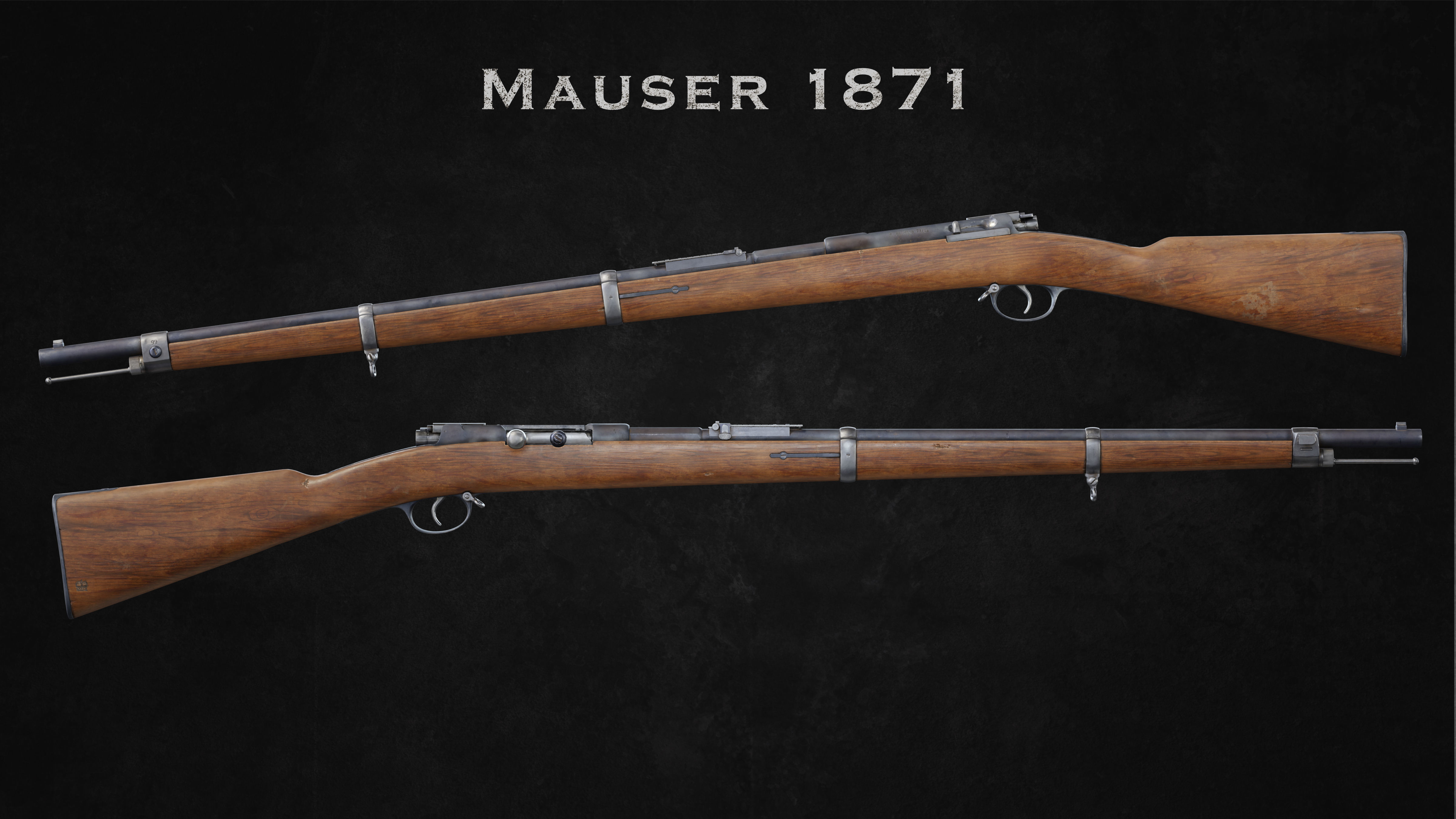 Rifle German Mauser Gewehr 71 Low-poly 3D model_5