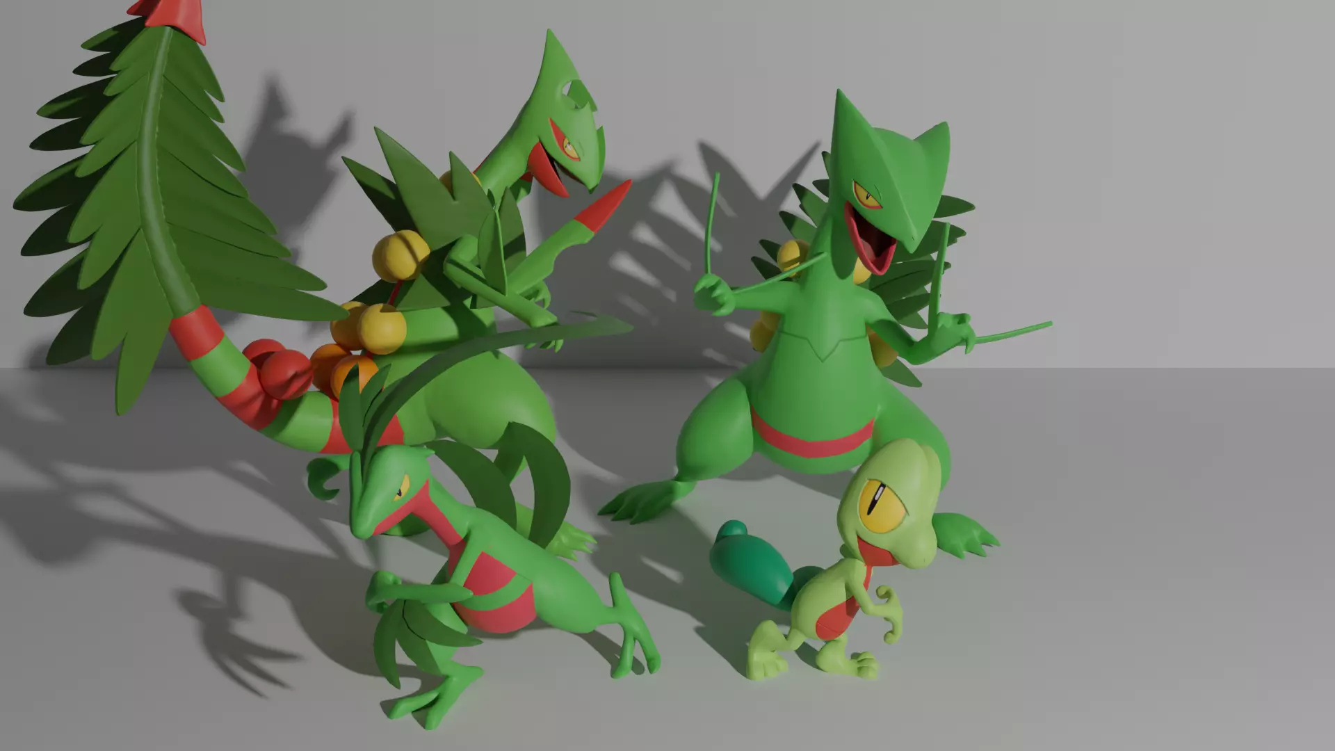 Treecko Grovyle Sceptile and Mega 3D print model 3D print model_0