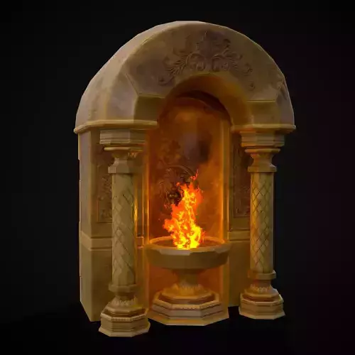 Limestone Ornamented Fire bowl Low-poly 3D model