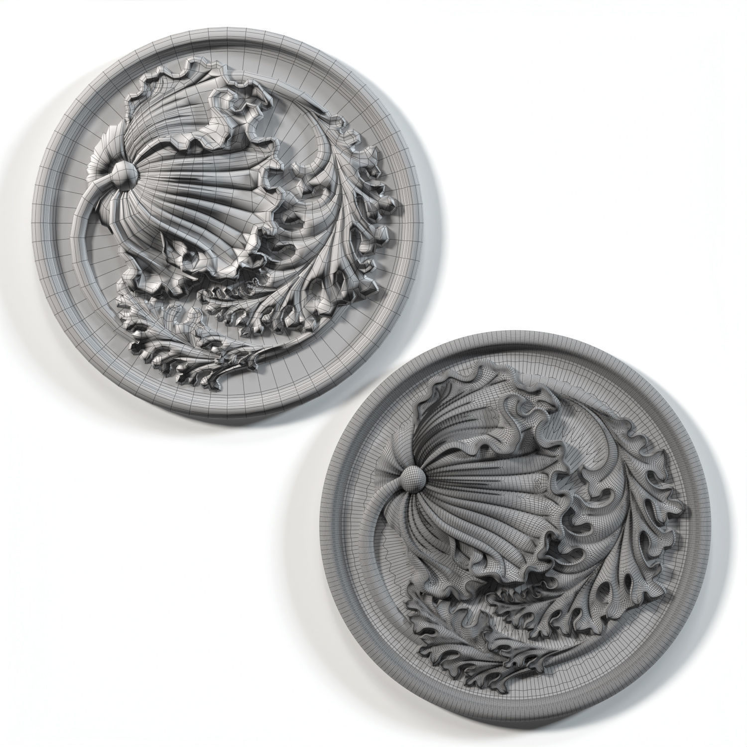 Carved decorative panel DP 001 3D model_4