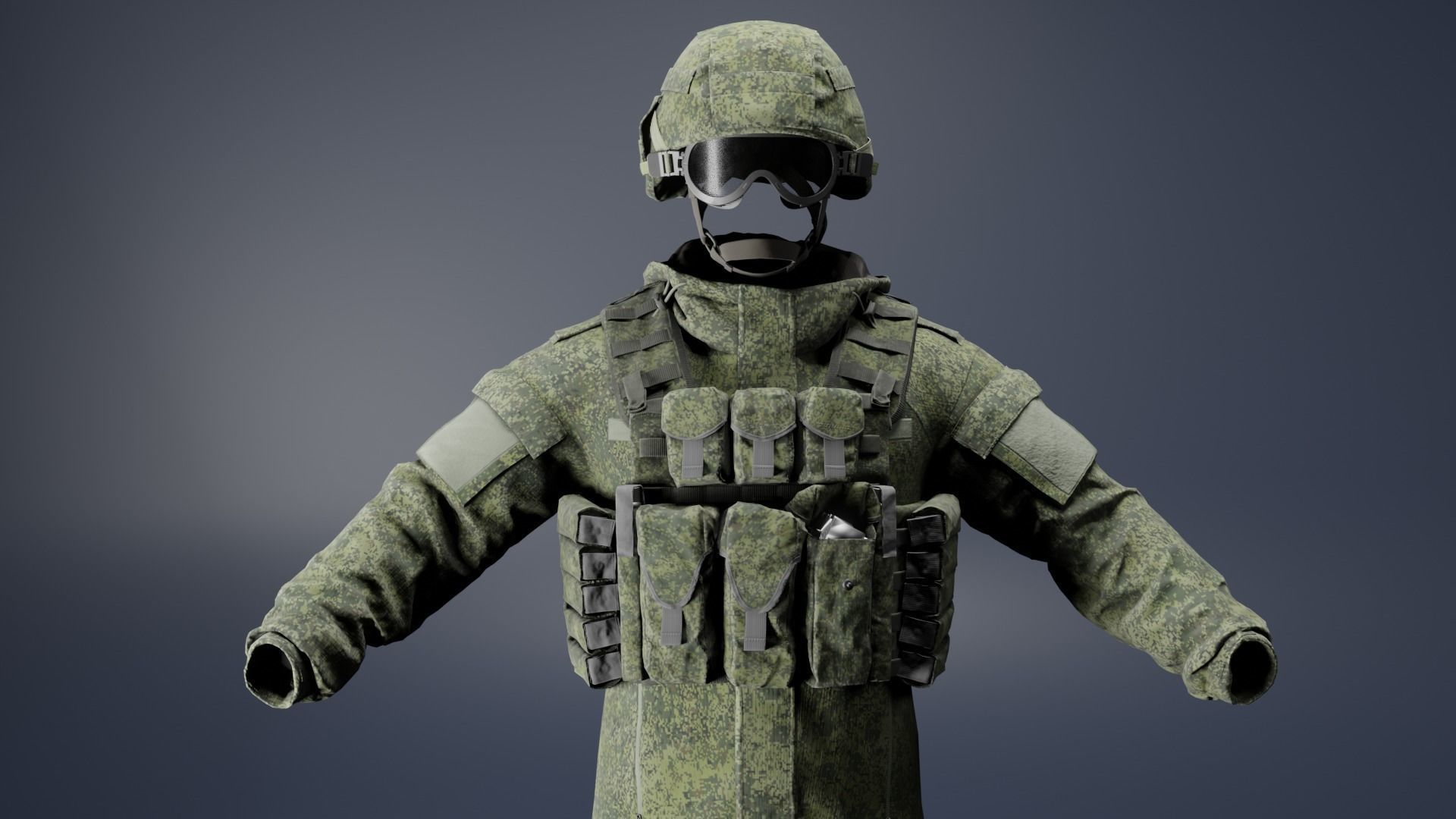 Russian Soldier Ratnik Low-poly 3D model_5