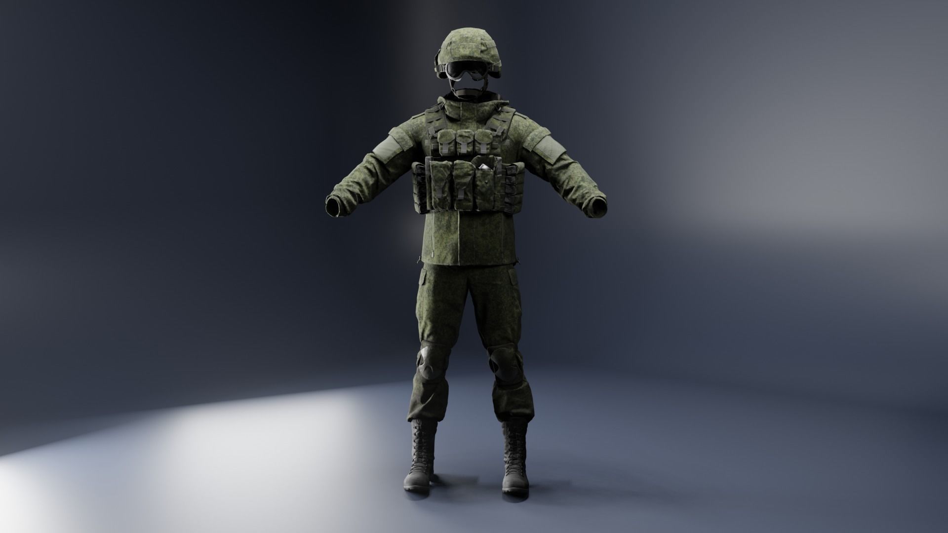 Russian Soldier Ratnik Low-poly 3D model_8