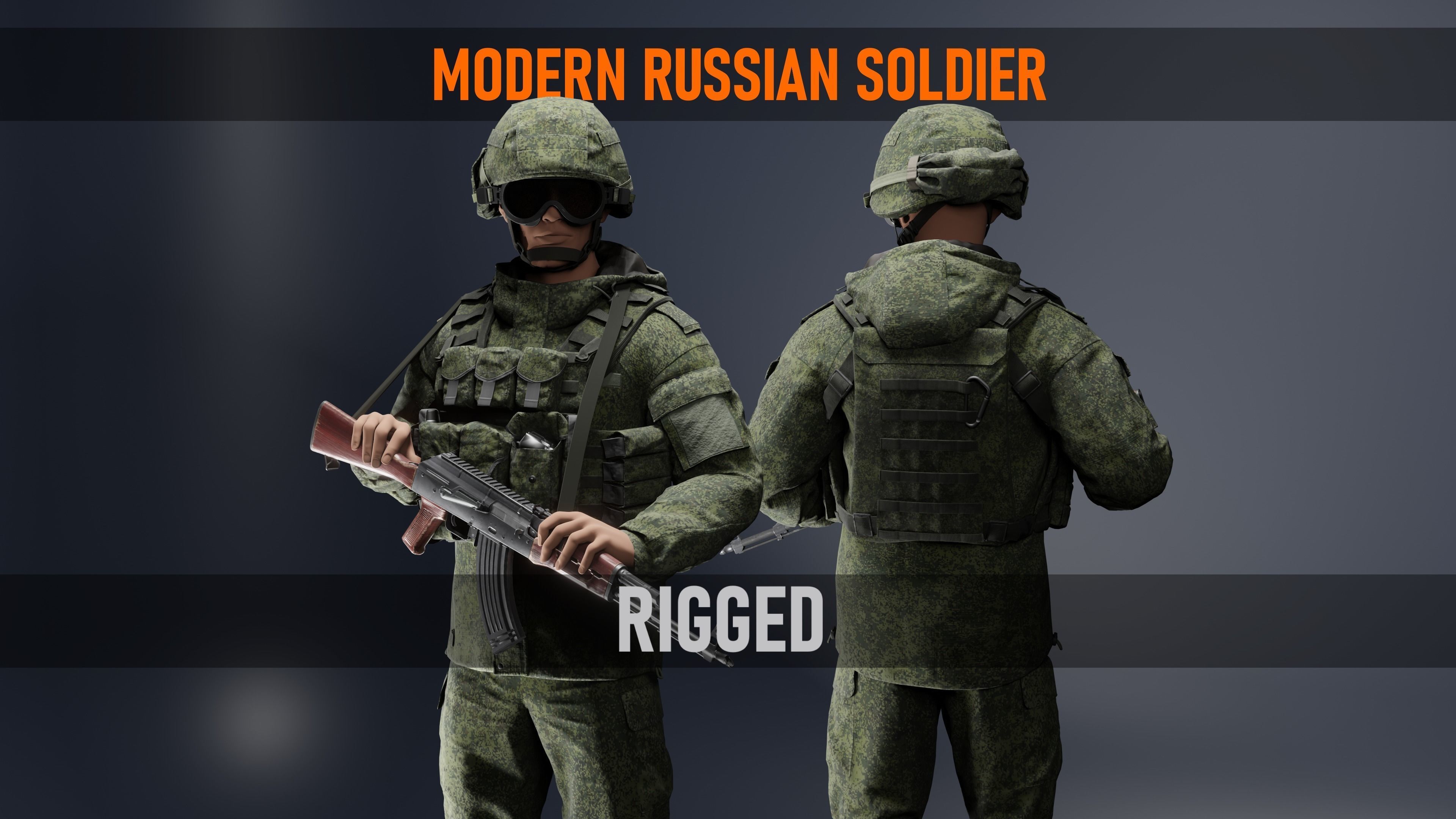 Russian Soldier Ratnik Low-poly 3D model_1