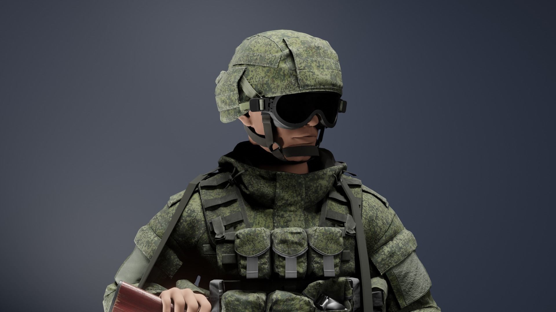 Russian Soldier Ratnik Low-poly 3D model_2