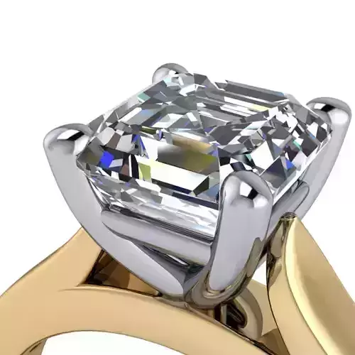 Solitaire Princess cut Engagement cathedral setting Ring 3D print model