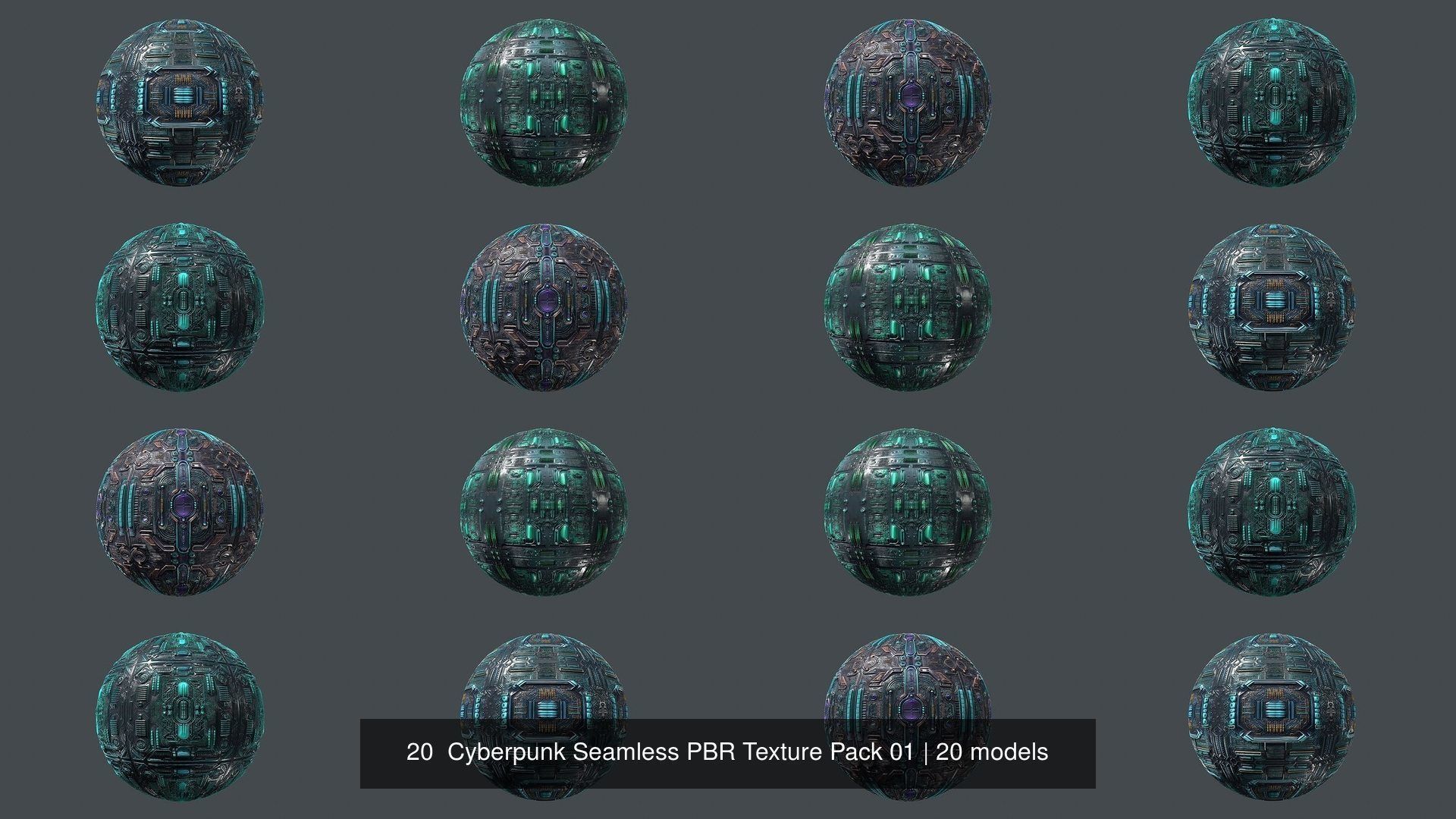 20  Cyberpunk Seamless PBR Texture Pack 01 Texture_2
