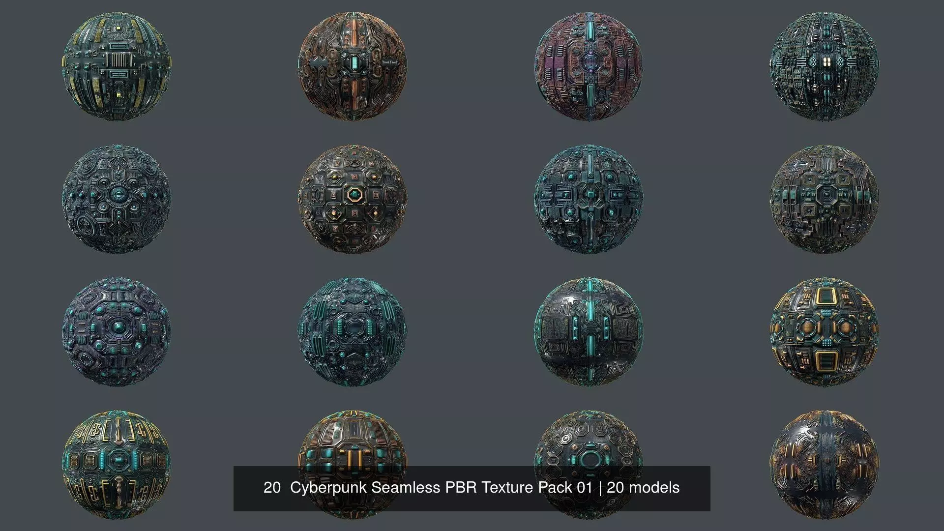 20  Cyberpunk Seamless PBR Texture Pack 01 Texture_0
