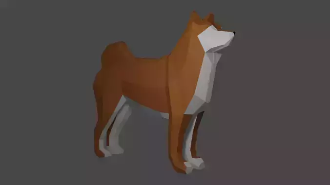 Dog Shiba Inu Low Poly