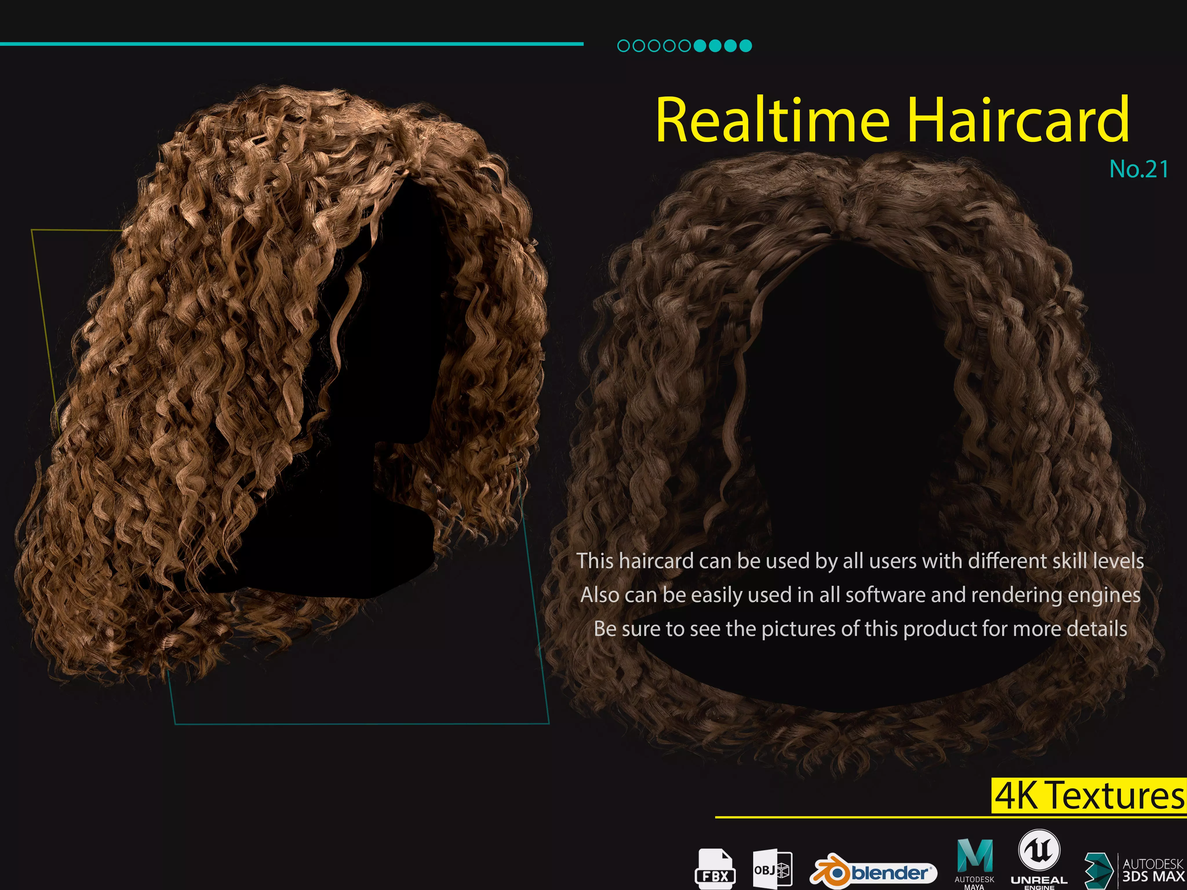 Realtime Haircard No 21 Low-poly 3D model