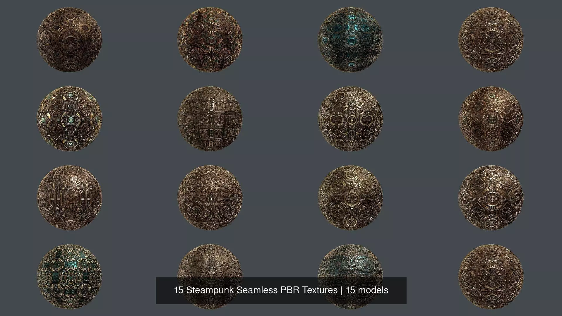 15 Steampunk Seamless PBR Textures Texture_0