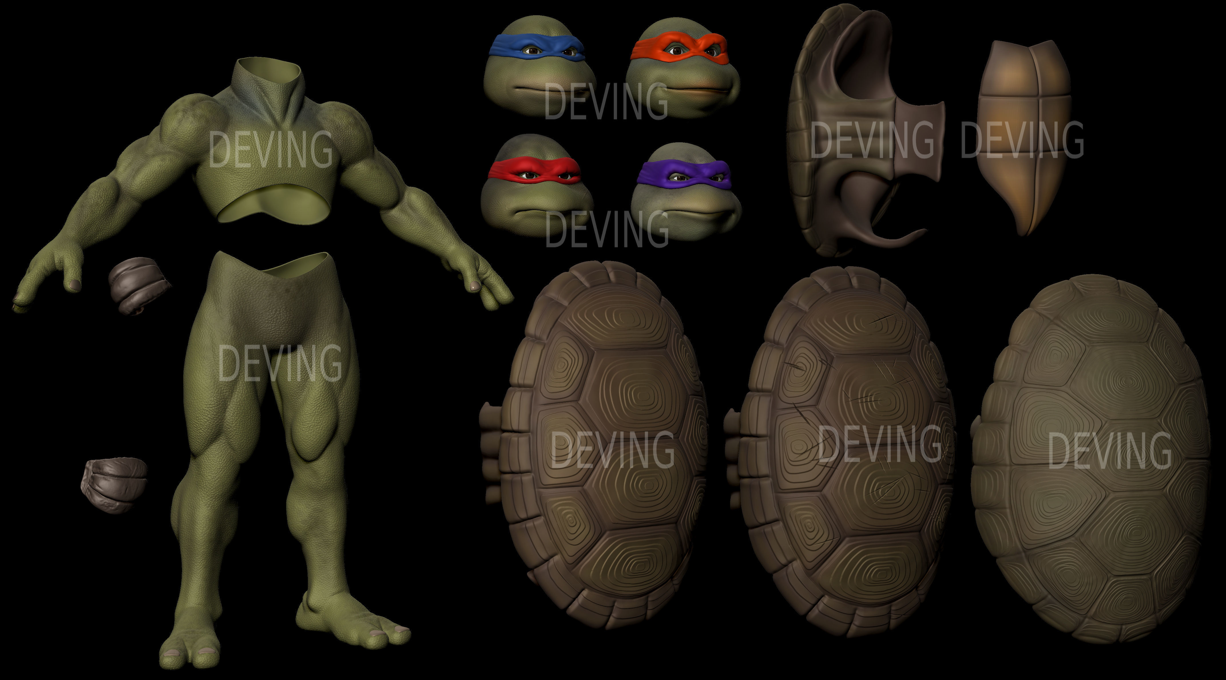 TMNT NINJA TURLES SUIT MODELS FOR COSPLAY 3D print model_6
