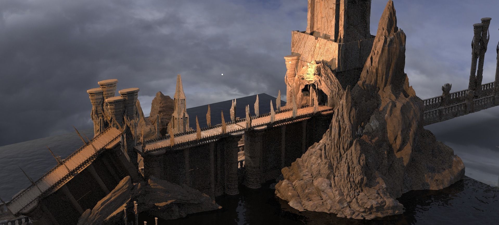 Celtic Castle mountain bridge 1 3D model_1