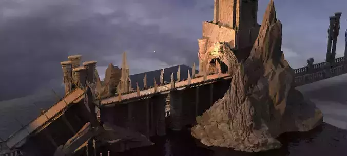 Celtic Castle mountain bridge 1 3D model