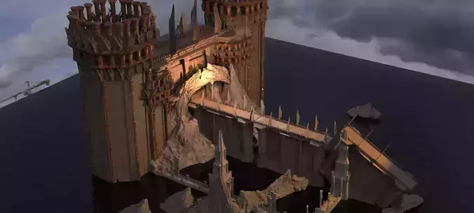 Celtic Castle mountain bridge 3 3D model