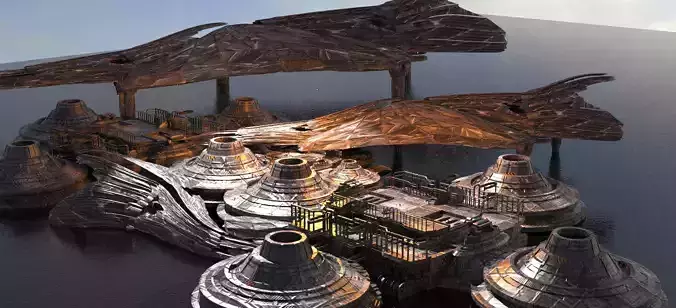 Ocean alien base rig 3 3D model