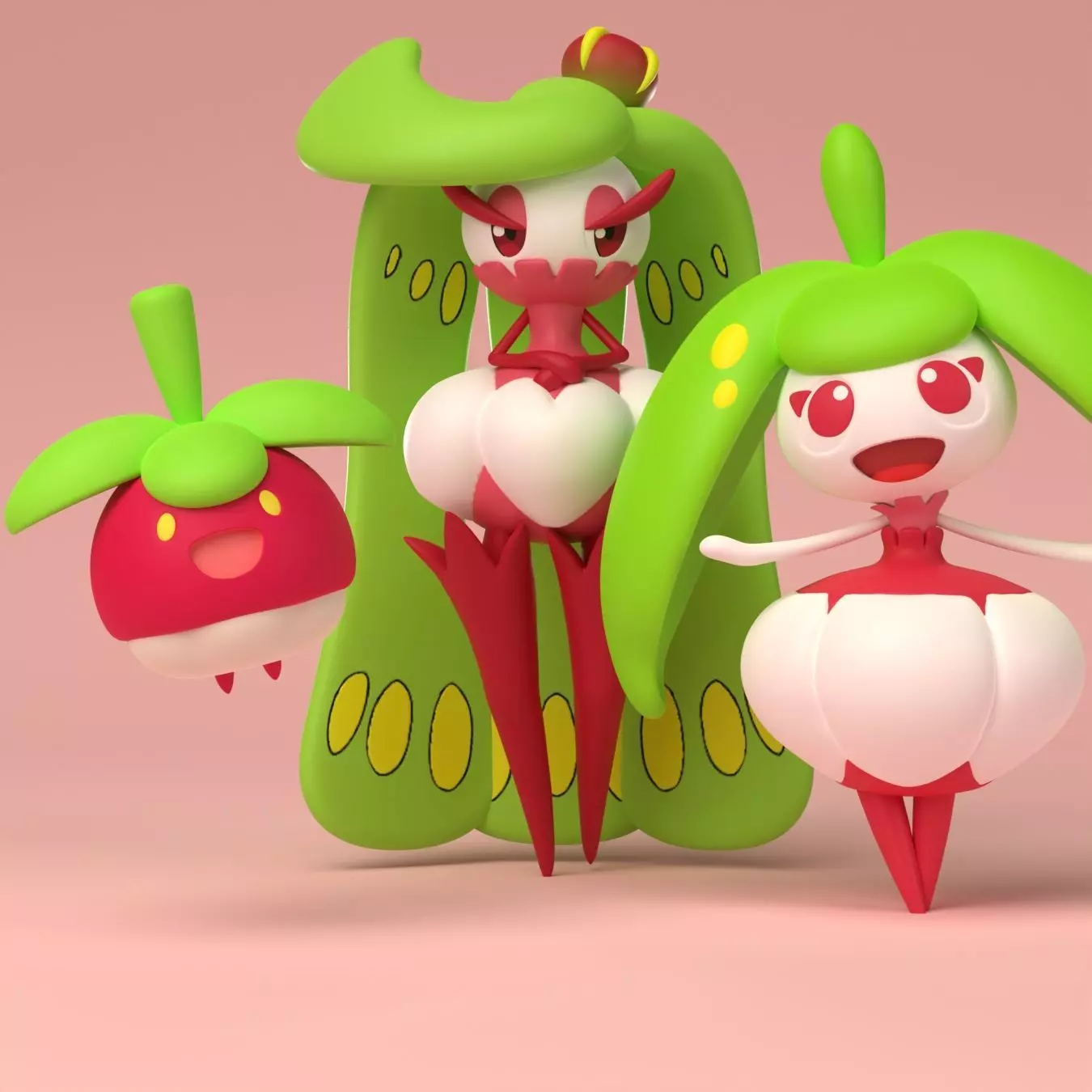 Pokemon bounsweet evolution pack 3D print model_0