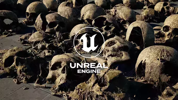 Broken Skulls with Spiderwebs and Cobwebs for Unreal Engine 5 3D model