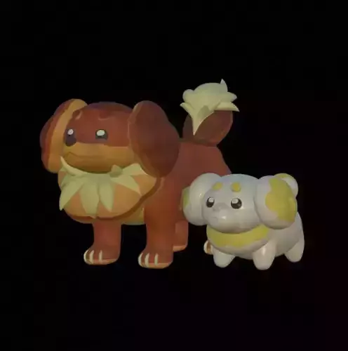 Fidough and Dachsbun Pokemon 3D print model