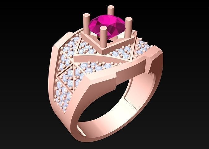 Diamond Rings - Mens Ring - N1017 3D print model
