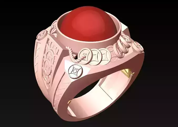 Oval stone ring - Mens Rings - N1942