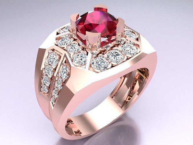 Diamond Rings - Mens Ring - N2146 3D print model