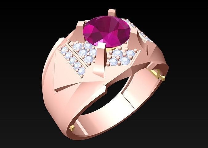 Diamond Rings - Mens Ring - N2307 3D print model