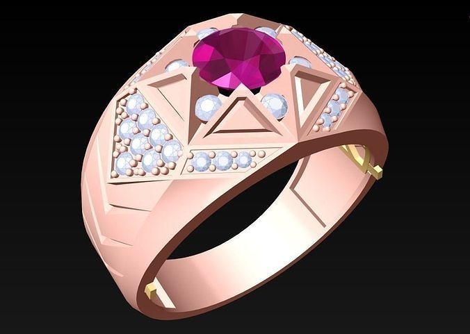 Diamond Rings - Mens Ring - N2249 3D print model