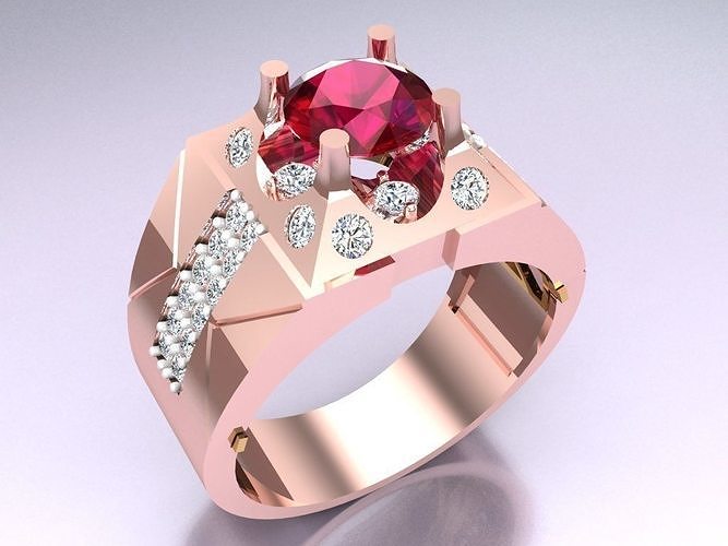 Diamond Rings - Mens Ring - N1020 3D print model