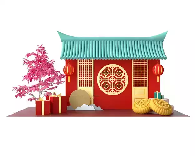 C4D model - Chinese style building