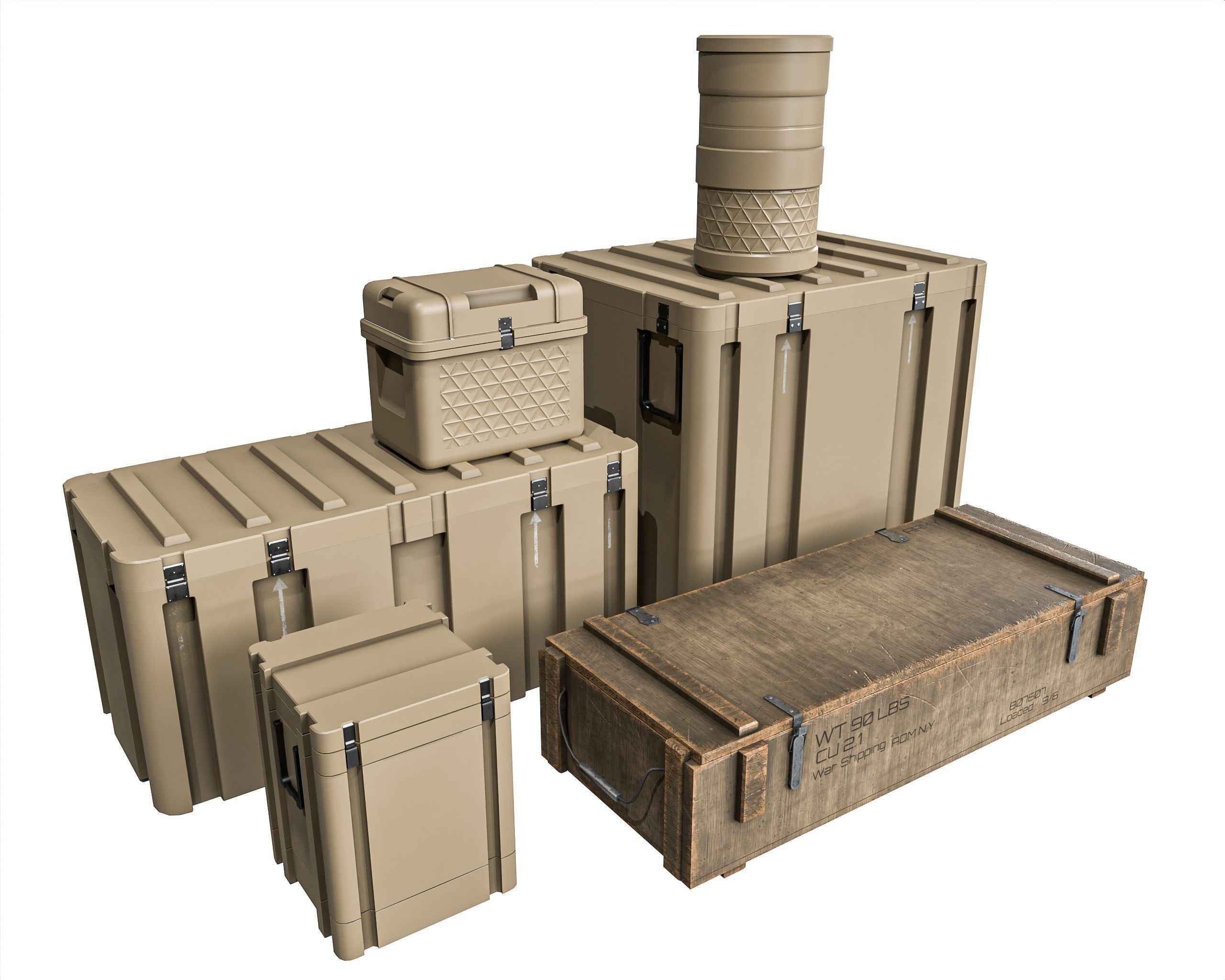 Military Crate Package Low-poly 3D model_12