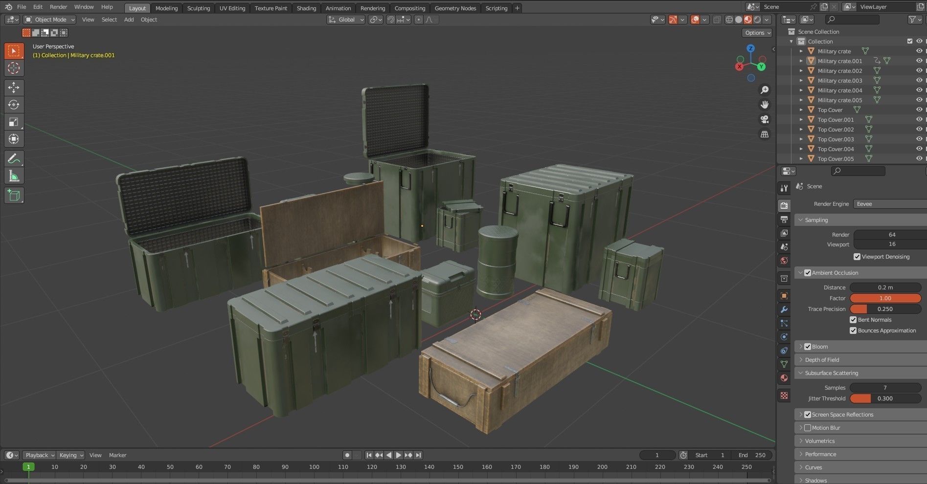 Military Crate Package Low-poly 3D model_16