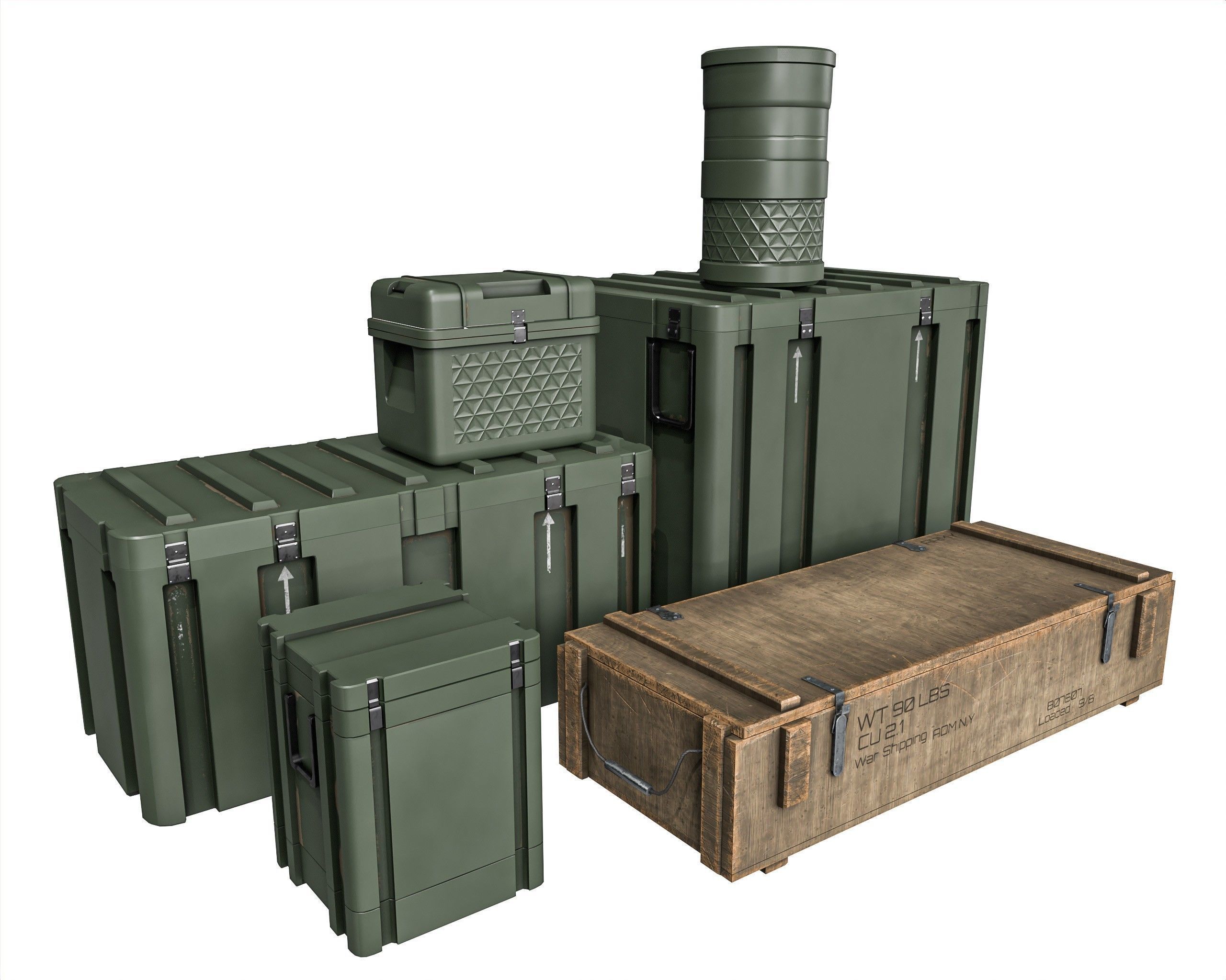 Military Crate Package Low-poly 3D model_2
