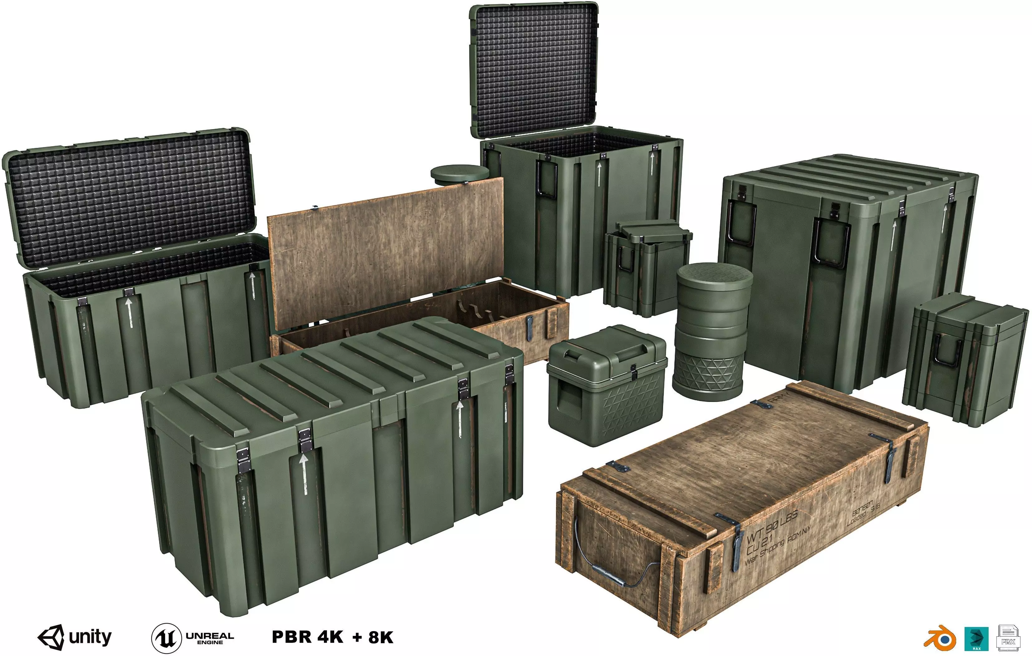 Military Crate Package Low-poly 3D model_0