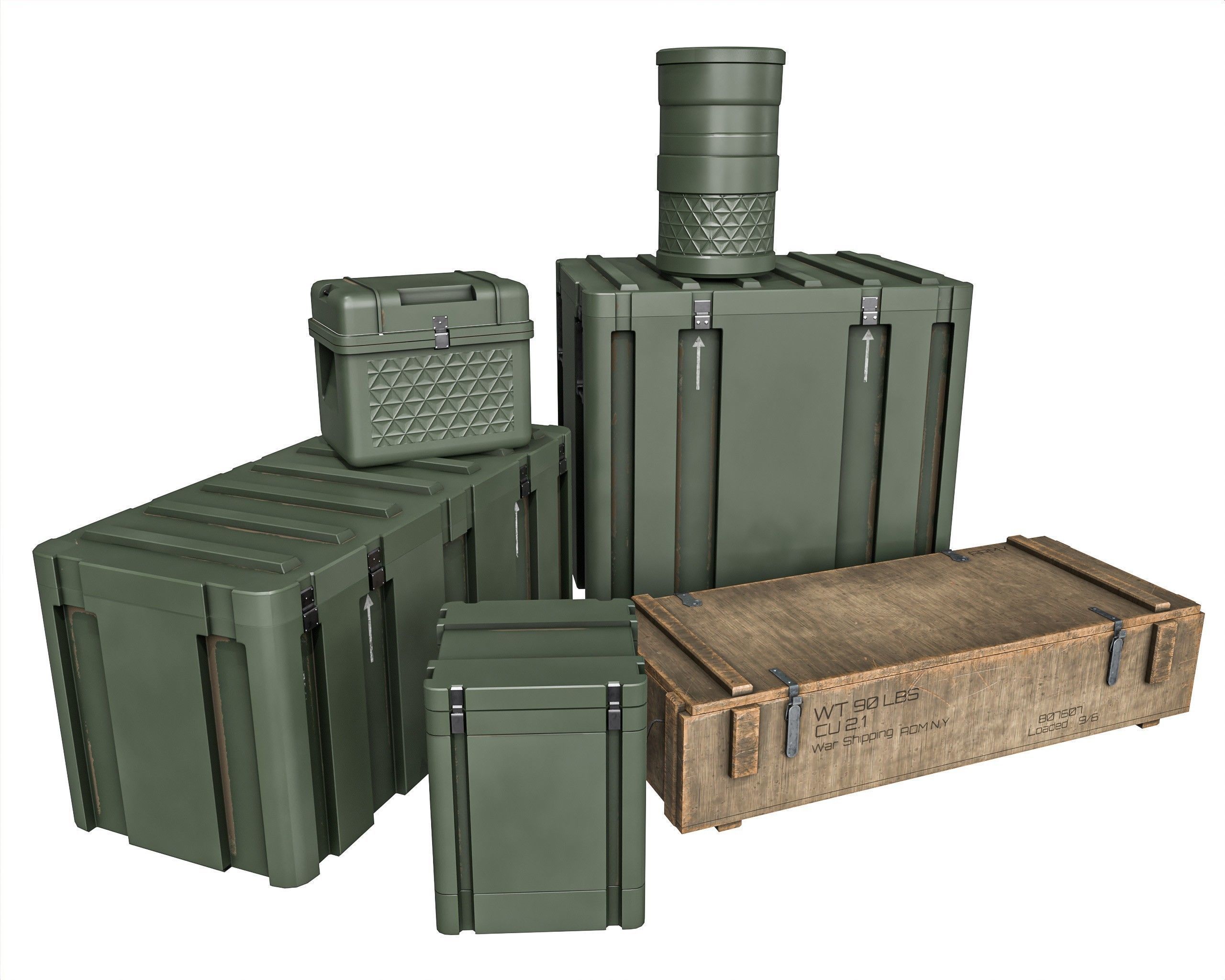 Military Crate Package Low-poly 3D model_13
