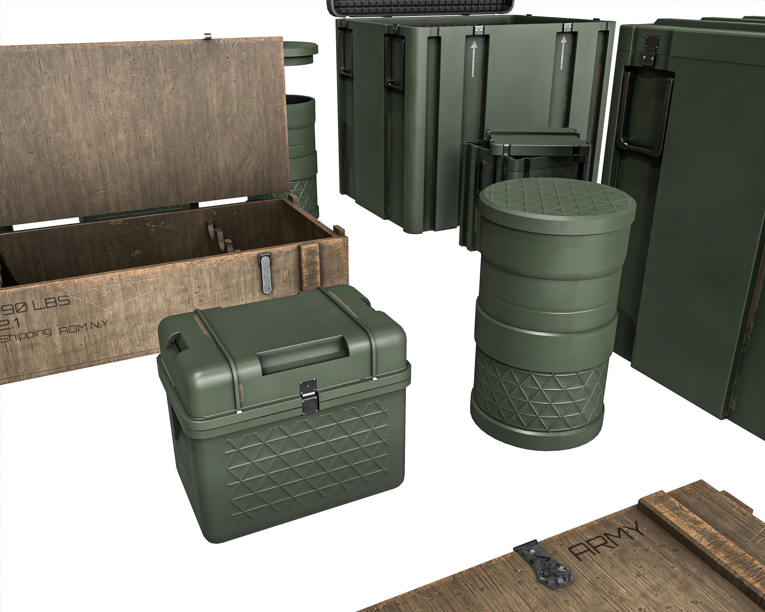 Military Crate Package Low-poly 3D model_7