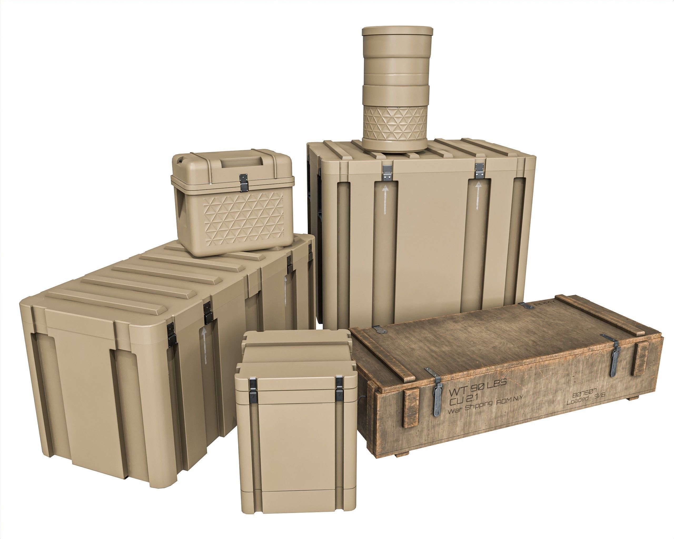 Military Crate Package Low-poly 3D model_3