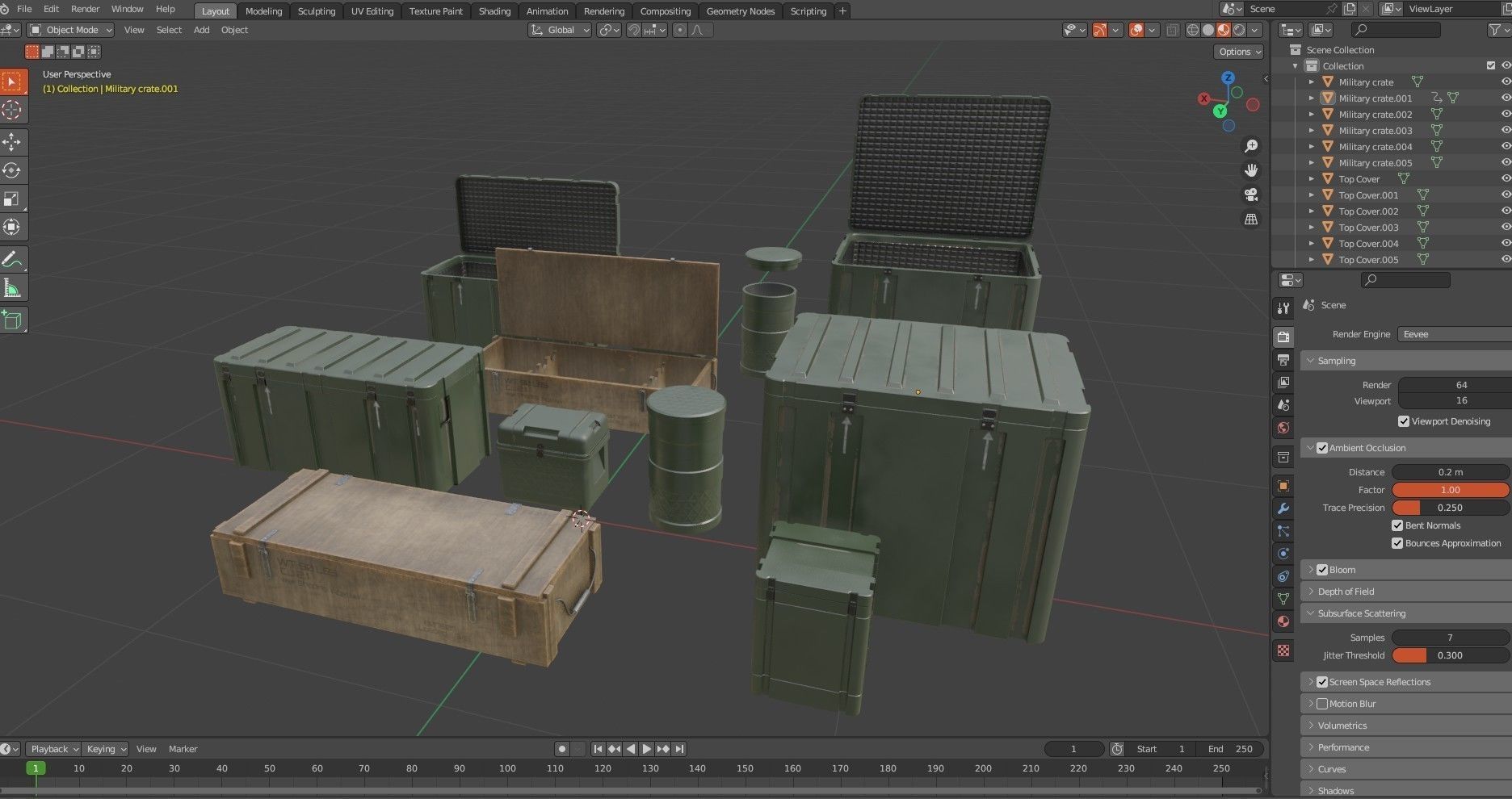 Military Crate Package Low-poly 3D model_17