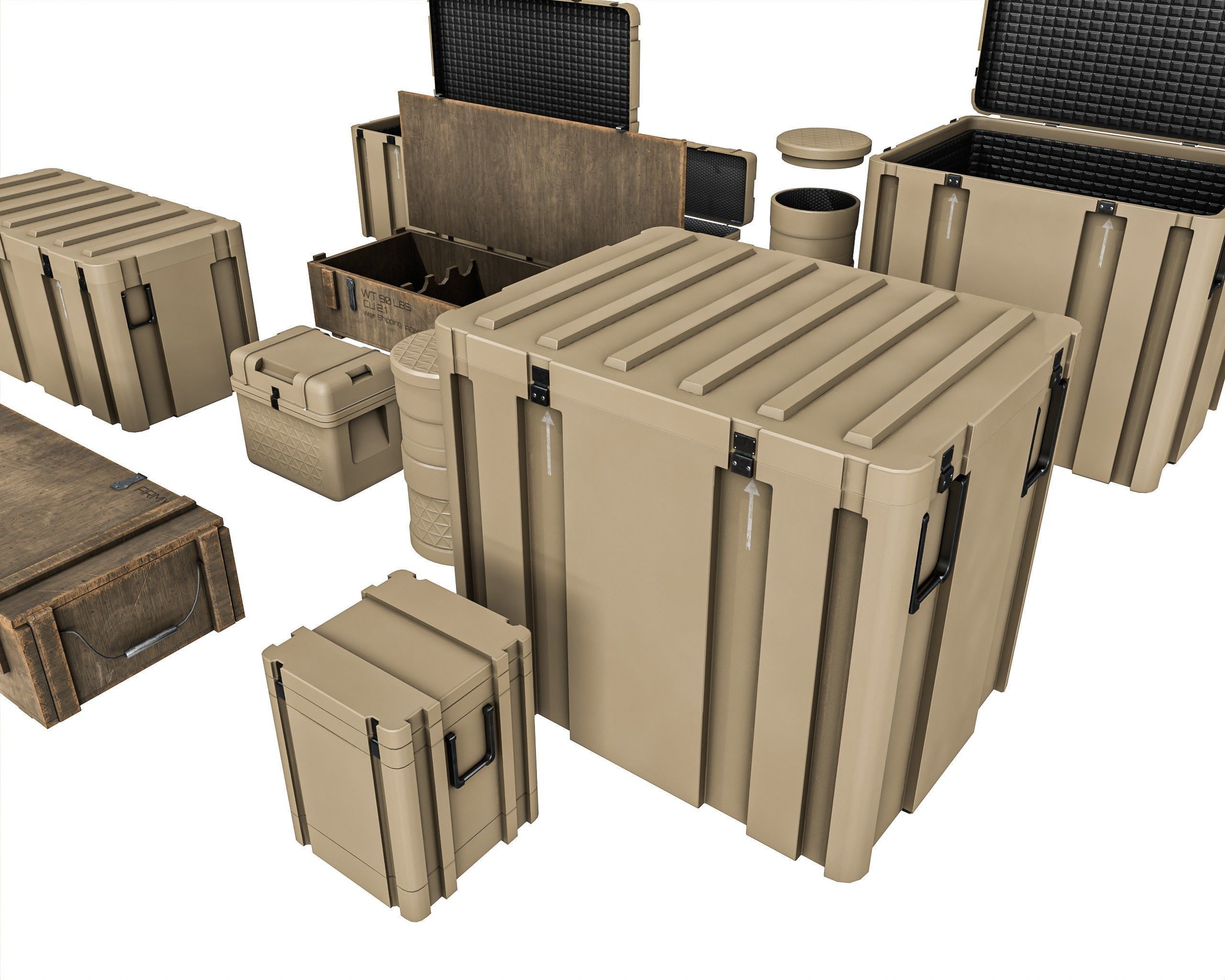 Military Crate Package Low-poly 3D model_10